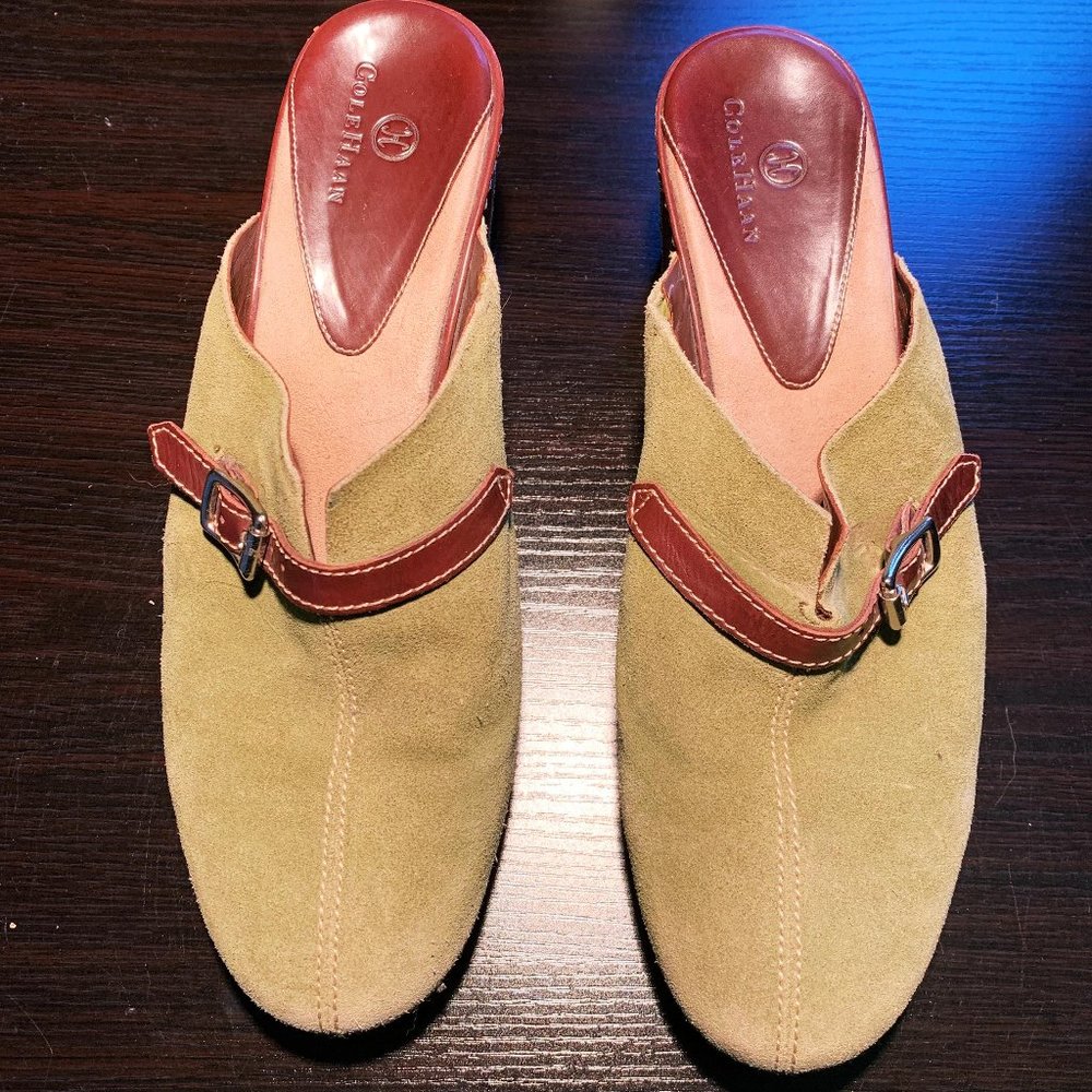 Green Suede Mule Heel Shoes